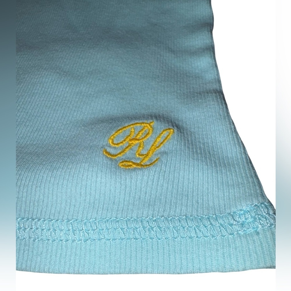 Ralph Lauren Ribbed Tank Top Size M Teal Embroidered Logo - Picture 2 of 7